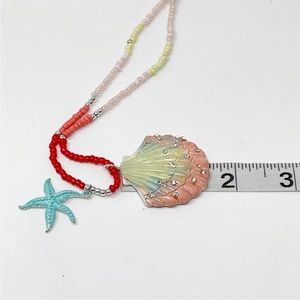 N085 NWT Silver Tone Mermaid Core Beaded Sea Star/Star Fish Rhinestone Shell